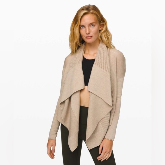 Lululemon Sit in Locus Wrap II Heathered Sandlot Merino Wool Cardigan - Picture 2 of 12